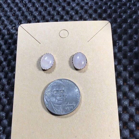 Earrings, NEW Pink Quartz Oval Earring Studs w Sterling Silver, Handmade, Artisa - Picture 6 of 6